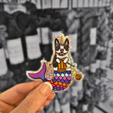 Knitting Merdog Unicorn Sticker and Magnet